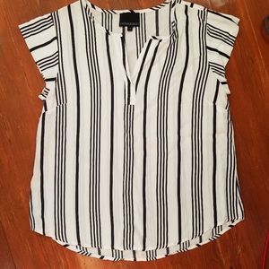 Cynthia Rowley black and white pinstripe blouse